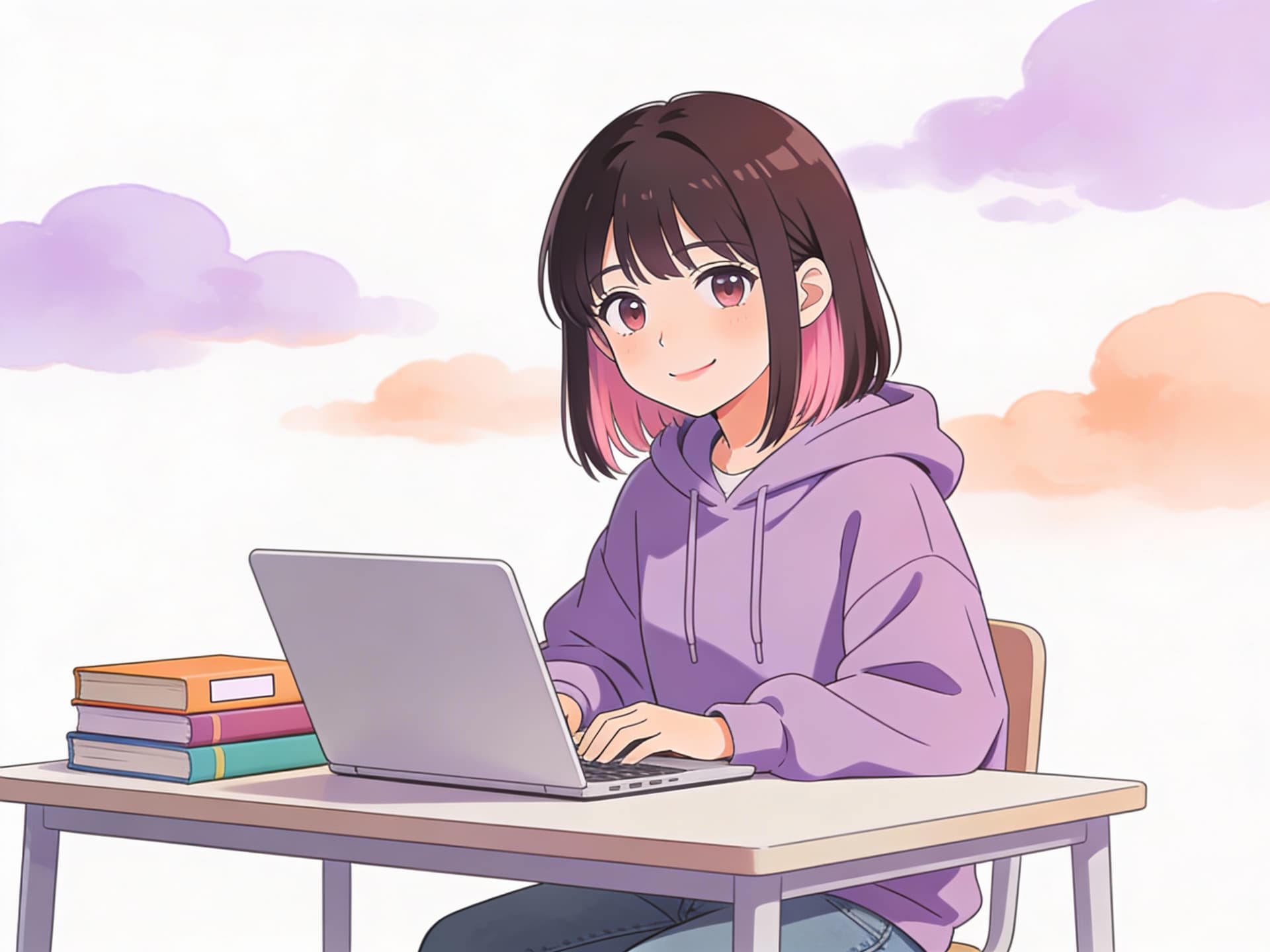 Tessa навчається за ноутбуком